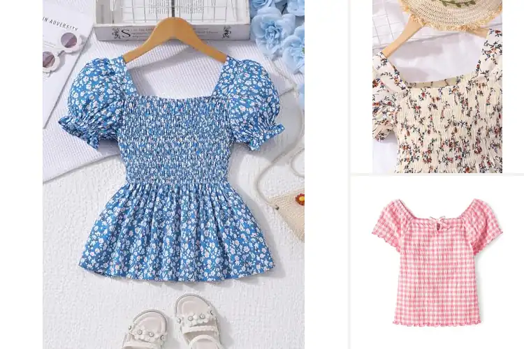 Detailed view of Best Girls Elastic Smocked Tops: Cozy & Stylish Wear