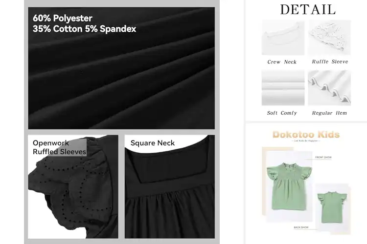 Detailed view of Best Girls Short Sleeve Dressy Tops
