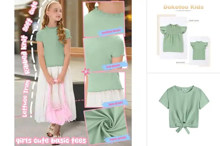 Detailed view of Best Sage Green Girls Tops: Cute, Comfy & Stylish Picks