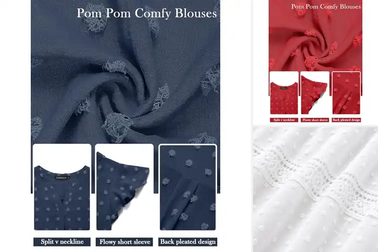 Detailed view of Best Summer Swiss Dot Blouses: Lightweight, Flowy Comfort