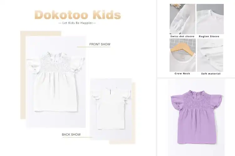 Detailed view of Best Swiss Dot Ruffled Tops For Girls